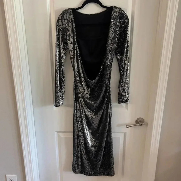 648 Cinq a Sept Julieann Dress In Silver and Black Size 0 - Picture 6 of 12